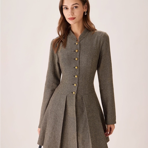 RIHOAS Dresses & Skirts - Elegant Gray Coat with Gold Buttons